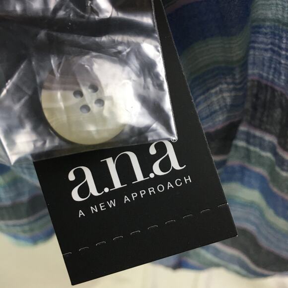 a.n.a button down tie off blouse cool stripe combo - Picture 12 of 16